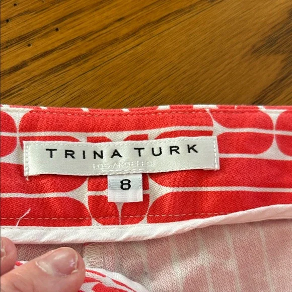 Trina Turk Coral and White Geometric Shorts - Picture 2 of 3